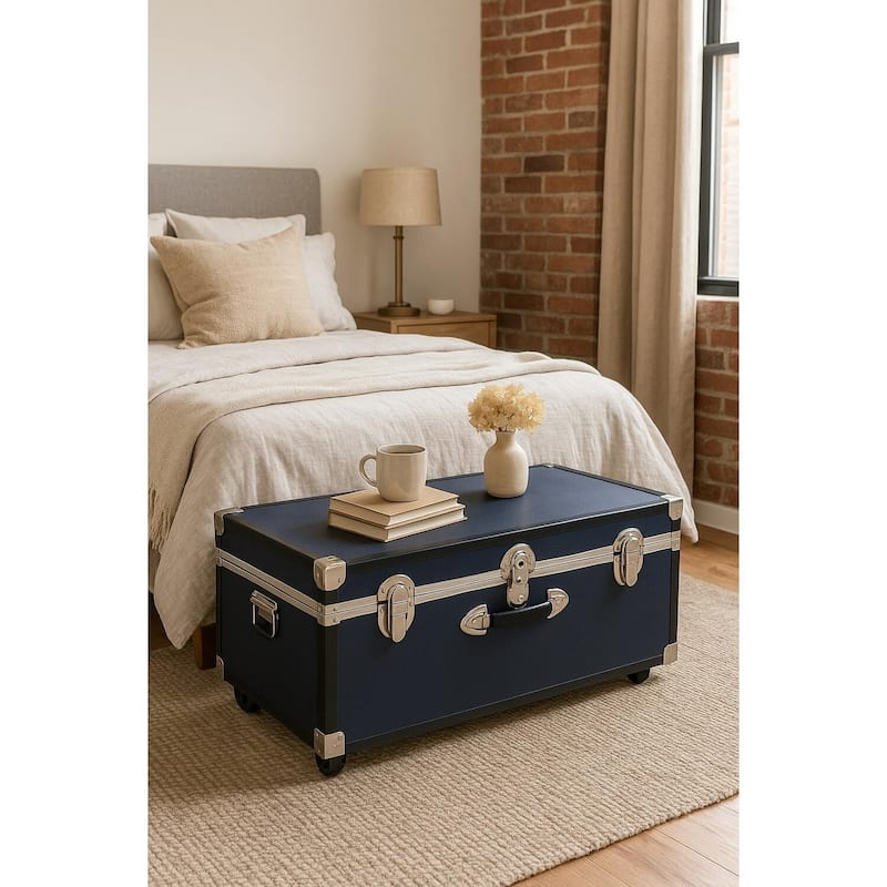 HomeStock Lockable Under Bed Storage Trunk - Heavy Duty Portable Footlocker for College Dorms & Camps with Secure Latch Closure