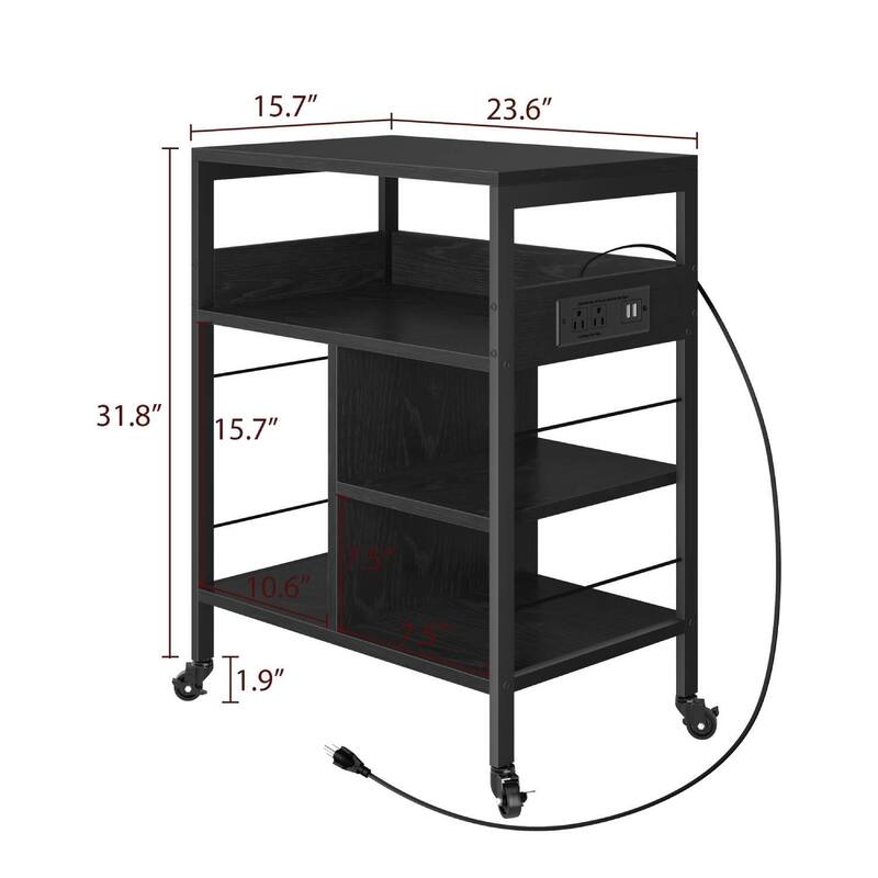 4 Tier Printer Stand with Power Outlet and Wheels
