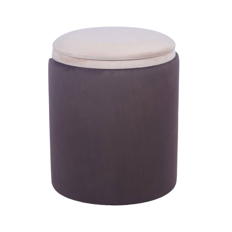 Two-Toned Ottoman with Storage or Vanity Stool