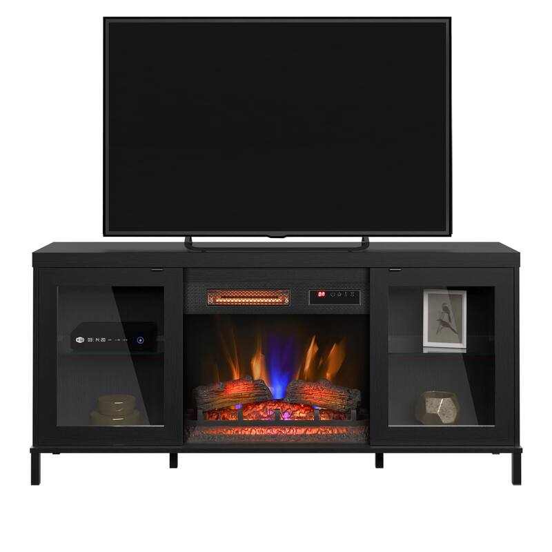 duraflame® Electric Fireplace TV Stand with Modern LED Lights and Storage, Black