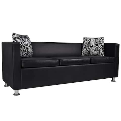 vidaXL Artificial Leather 3-Seater Sofa Black