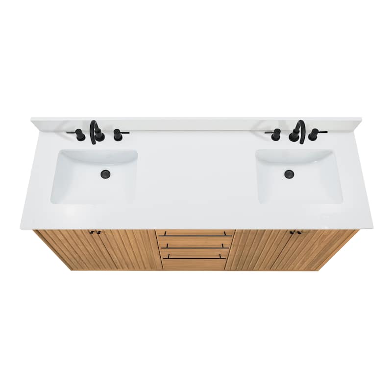 Avanity Parker Bathroom Vanity in Natural Teak with White Engineered Stone Top