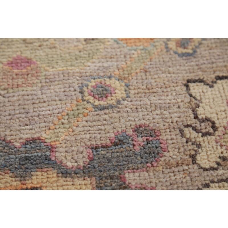Hand Knotted Oriental 100% Wool Carpet Transitional Floral Beige & Ivories Oushak Runner Rug - 13' 8'' X 2' 7''