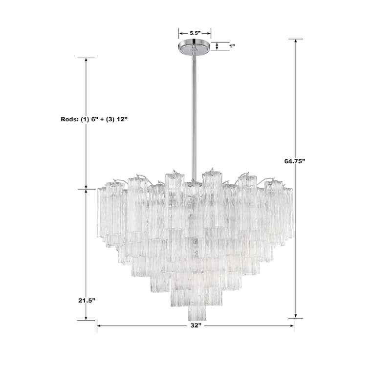 Addis 16 Light Polished Chrome Chandelier - 32"W x 21.5"H x 32"D