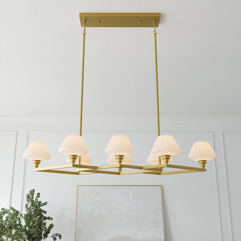 Acroma 8 - Light Steel & Glass Dimmable Chandelier