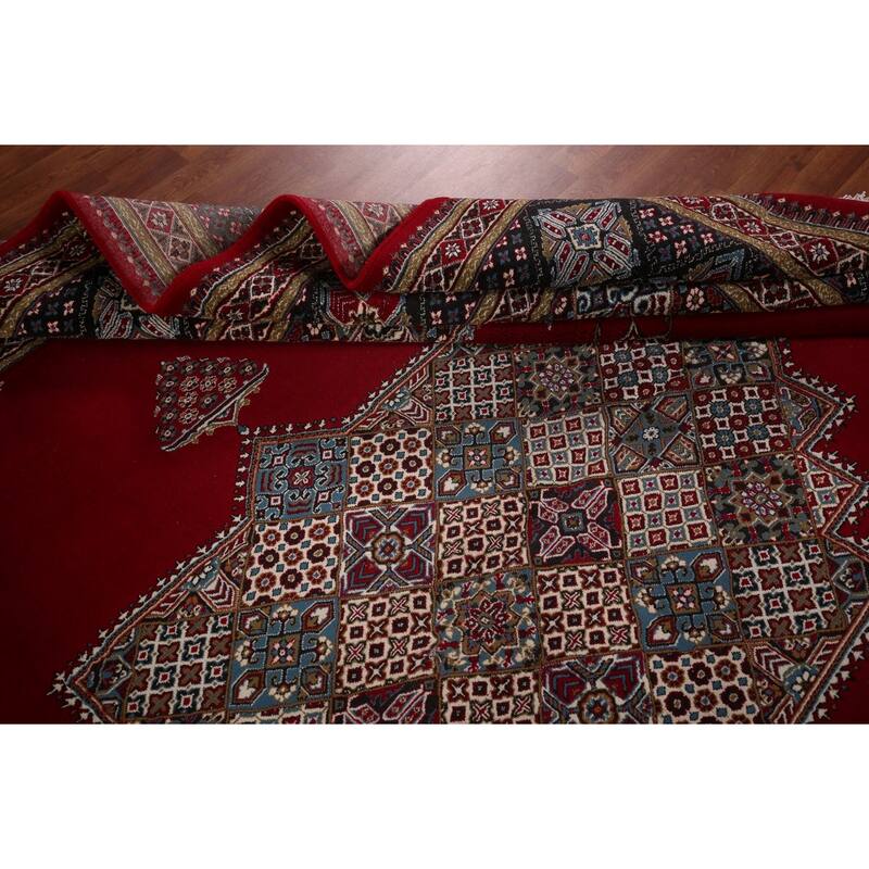 Geometric Red Kashan Turkish Rug Machine Made Carpet - 9'9" x 13'3"
