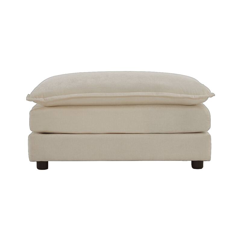 GDFStudio - Nesta Chenille Ottoman with Solid Wood Legs - Beige