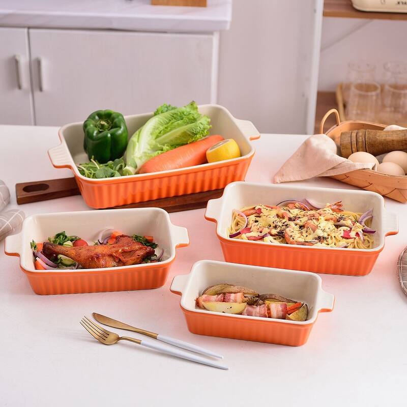 MALACASA Series Bake.Bake, Rectangle Porcelain Bakeware Set