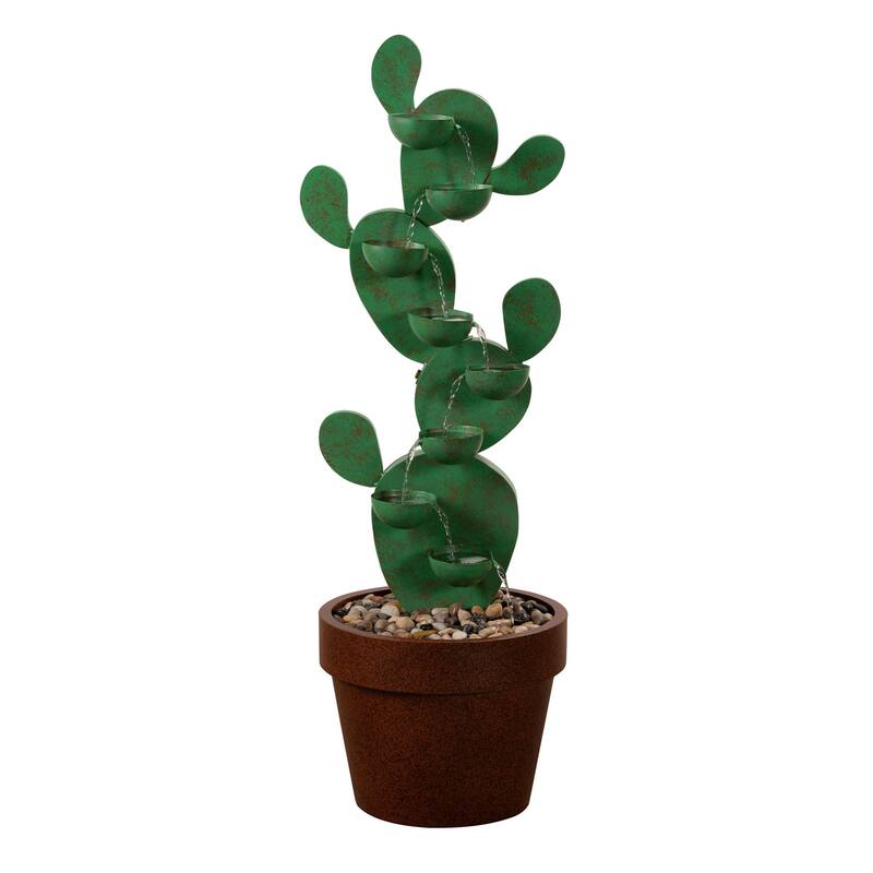 Cactus Cascading Outdoor Garden Water Fountain - 46.5"