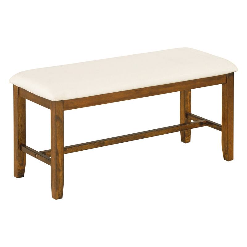 Farmhouse-Style Dining Table Set with 4 Chairs and Bench, Solid Wood Frame, Ideal for Kitchen or Dining Room