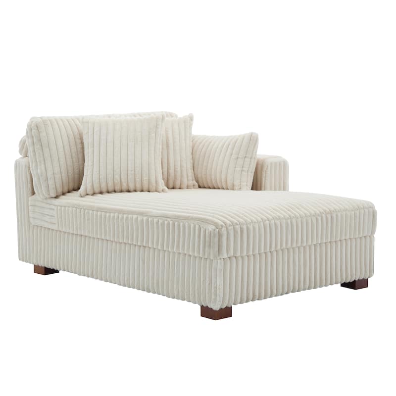 42" W Plush Corduroy Upholstered Chaise Lounge Sleeper for Living