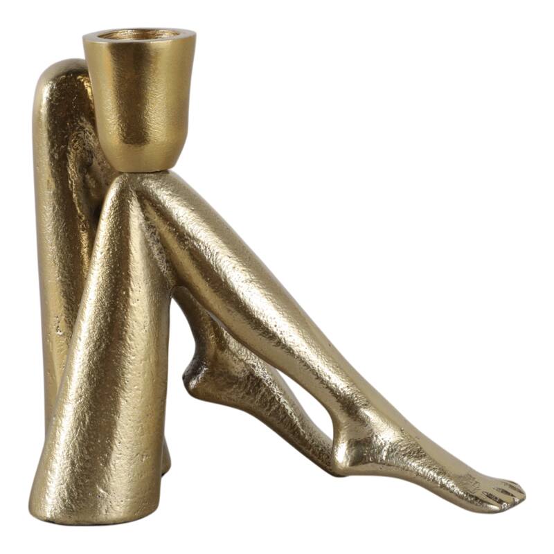 Metal Bent Legs Modern Taper Candle Holder - Gold