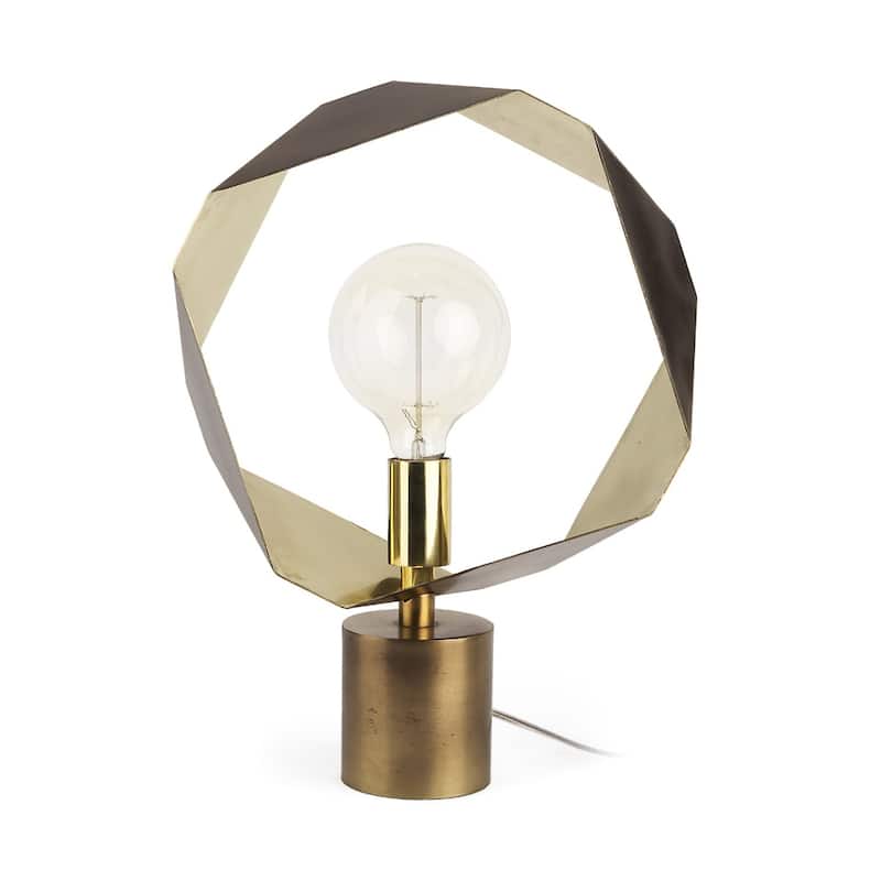Gold Metal Geometric Table or Desk Lamp Base with In-Line Switch Small Size - 14.5” x 14.5” x 18.7” (D x W x H) - Gold