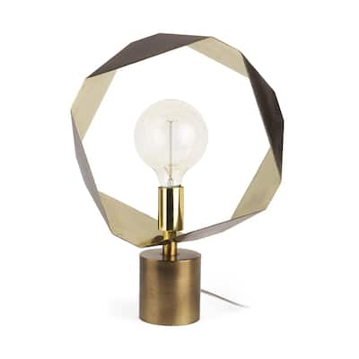Gold Metal Geometric Table or Desk Lamp Base with In-Line Switch Small Size - 14.5” x 14.5” x 18.7” (D x W x H)