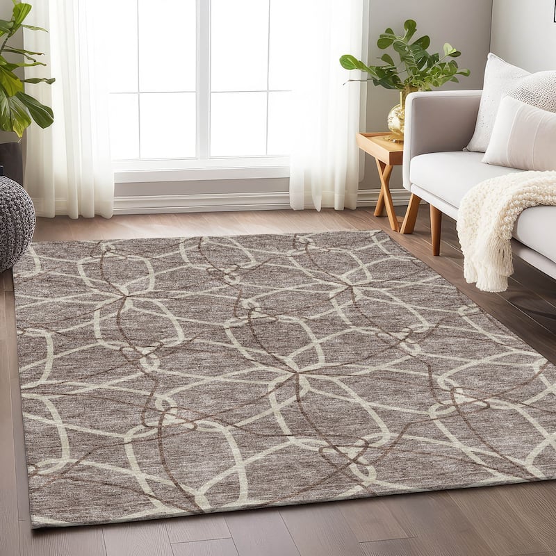 Premium Washable Super Soft Modern Floral Mayfield Rug - Taupe - 5' x 7'6"