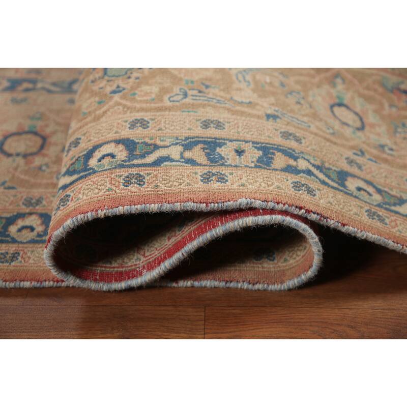 Hand Knotted Oriental 100% Wool Carpet Traditional Floral Pink Mashad Area Rug - 12' 10'' X 9' 6''