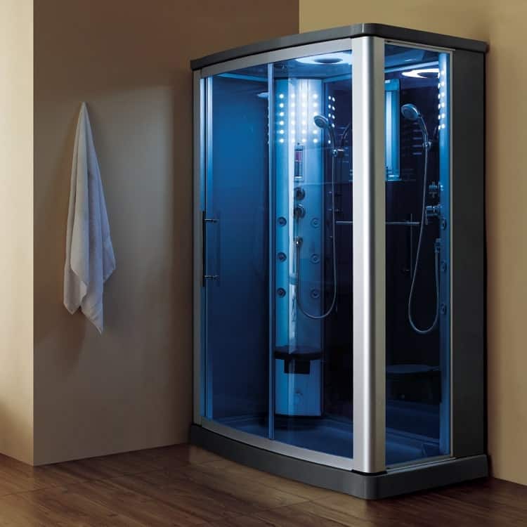 Luxury 2-person Walk-in Chrome Steam Shower - Grey