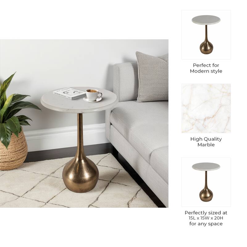 Round Accent Table - Marble Top with Ball Base - 21"