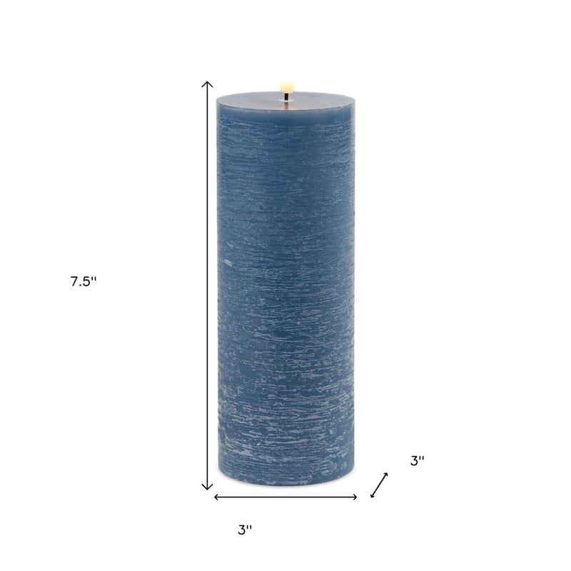 Set of Two Blue Flameless Pillar Candles