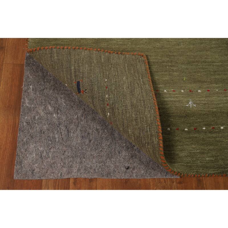 Hand Knotted Oriental 100% Wool Carpet Tribal Animal Pictorial Green Gabbeh Area Rug - 7' 8'' X 4' 11''
