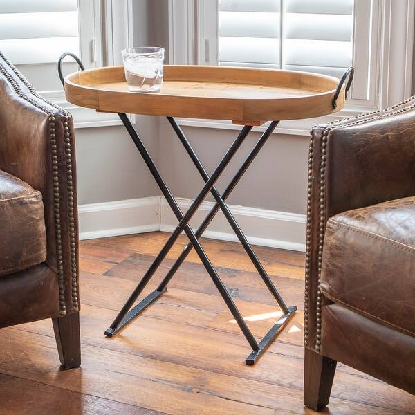 Shop Daphne Oval Wood Tray Top Folding Table Overstock 31690204