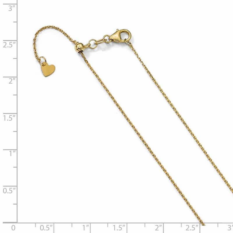 Curata Italian 14k Gold 1.1 mm Adjustable Diamond-Cut Cable Chain Necklace (22") (WG or YG)