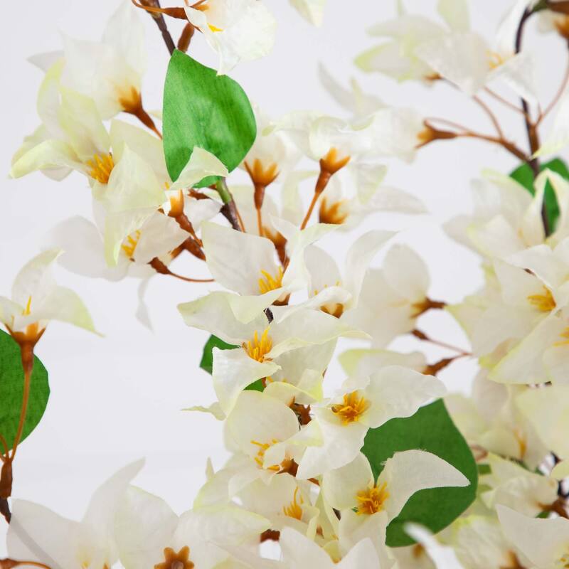 Bougainvillea Artificial Floral Arrangement with Glass Vase - 31" - White