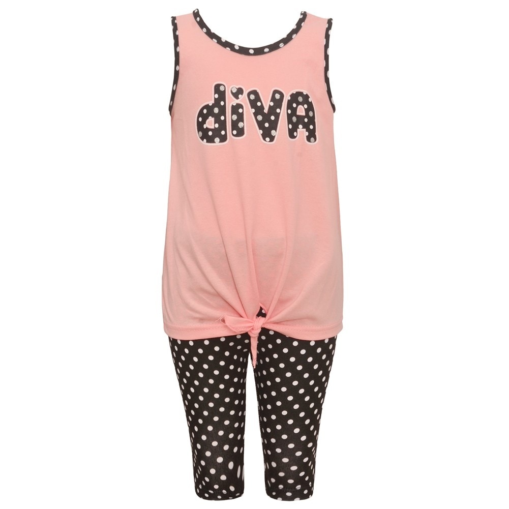 Shop Little Girls Blush Dotted Diva Print Casual 2 Pc Leggings
