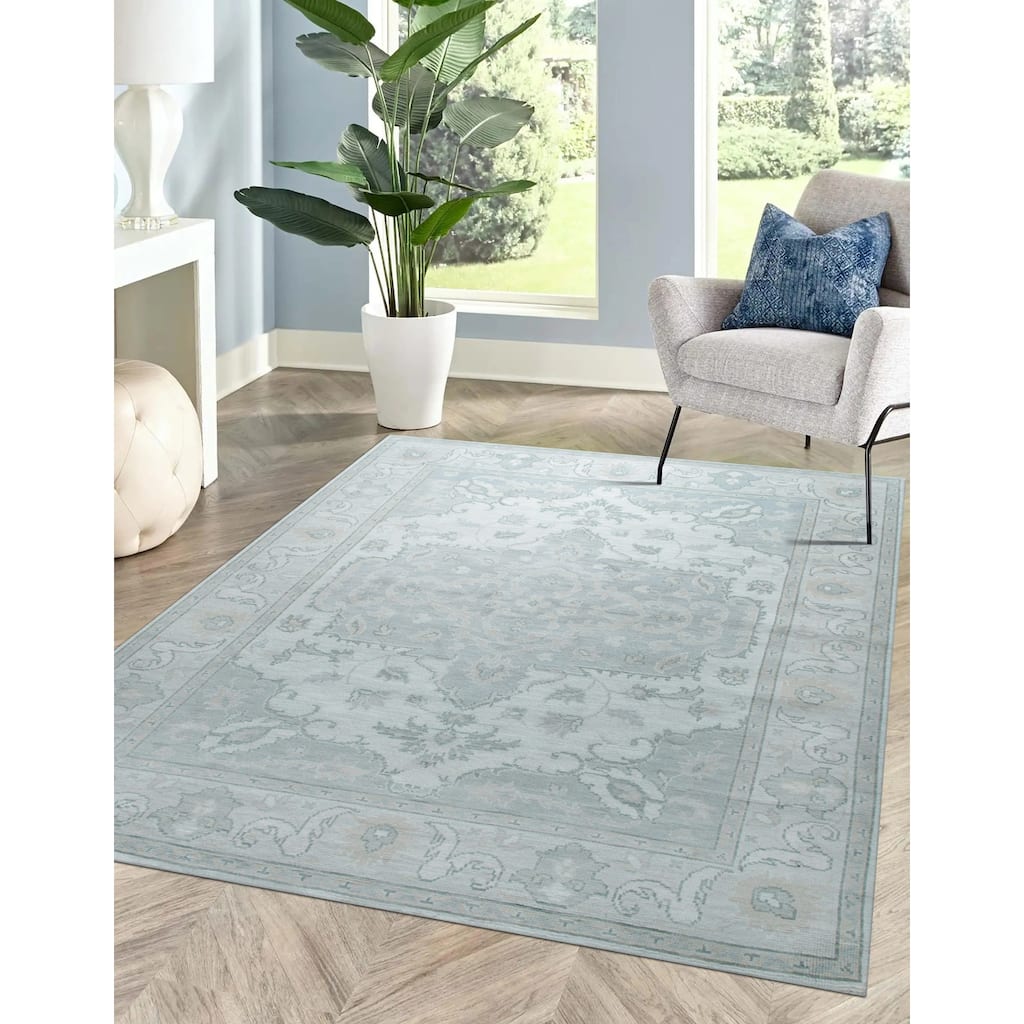Beige Classic Traditional Floral Area Rug, Stylish Soft Texture for Modern Interiors - L