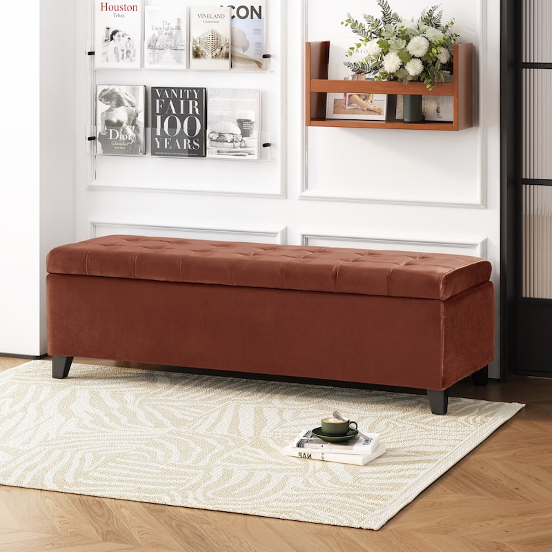 Storage Ottoman,Rectangular Ottoman Bench,Upholstered Storage Bench,Foot Rest for Living Room, Entryway and Bedroom, - Yellow