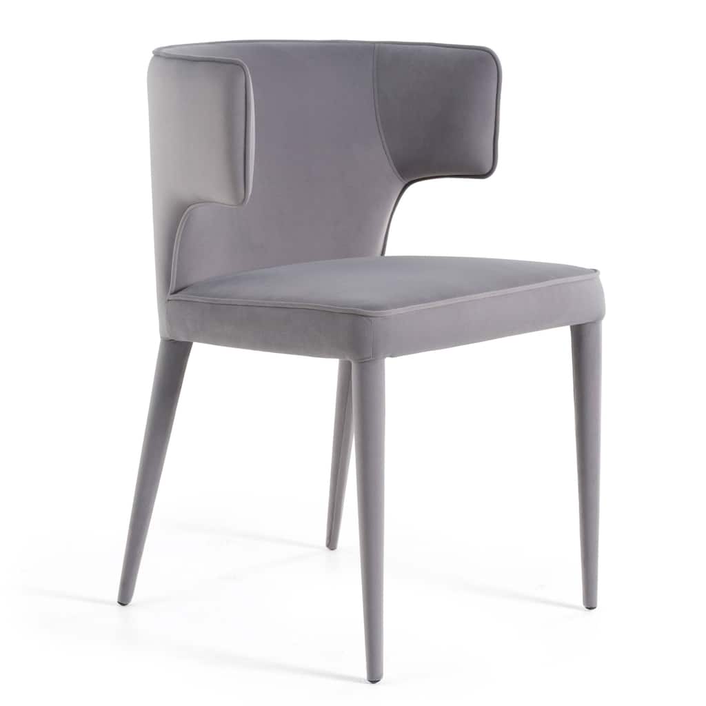 Modrest Lucero Modern Grey Velvet Arm Dining Chair