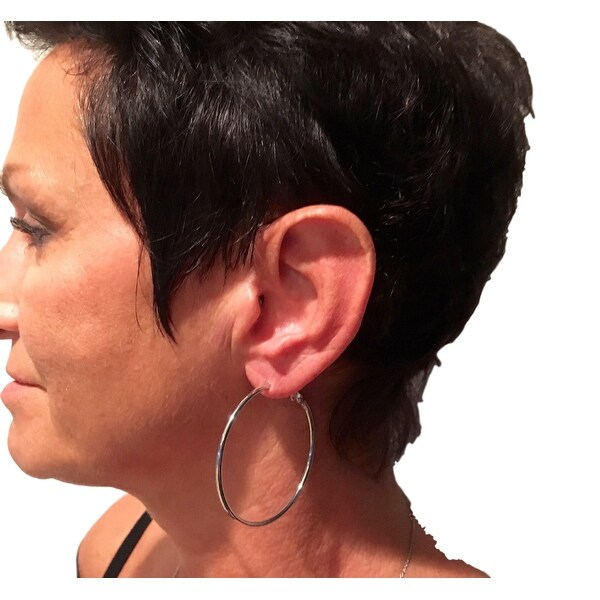 eli k Womens 925 Sterling Silver Plate 2" Lever Back Hoops Earrings