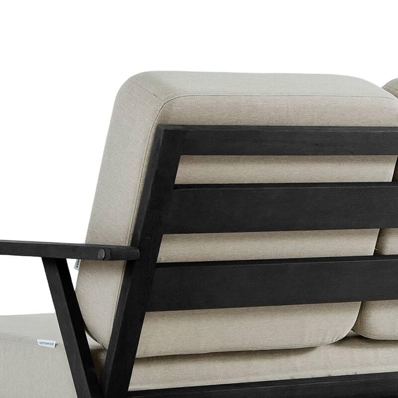 Teak Frame Outdoor Loveseat Daybed with Water-Resistant Cushions.