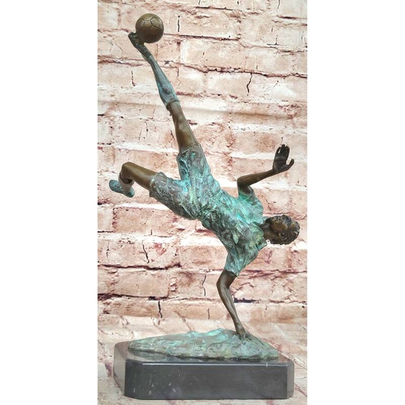 Soccer Trick Shot Bronze Sculpture Statue Figure Trophy Original Art On Marble Base