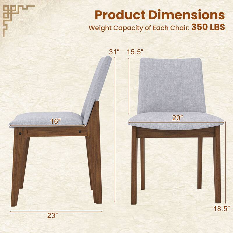 Gymax Wooden Dining Chairs of 2 w/ added Cushions High Curved Back for