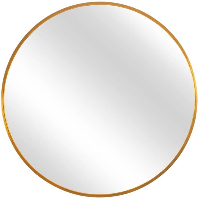 HomeRoots 31" Gold Metal Round Framed Accent Mirror - 31.00 in. x 31.00 in. x 1.10 in.