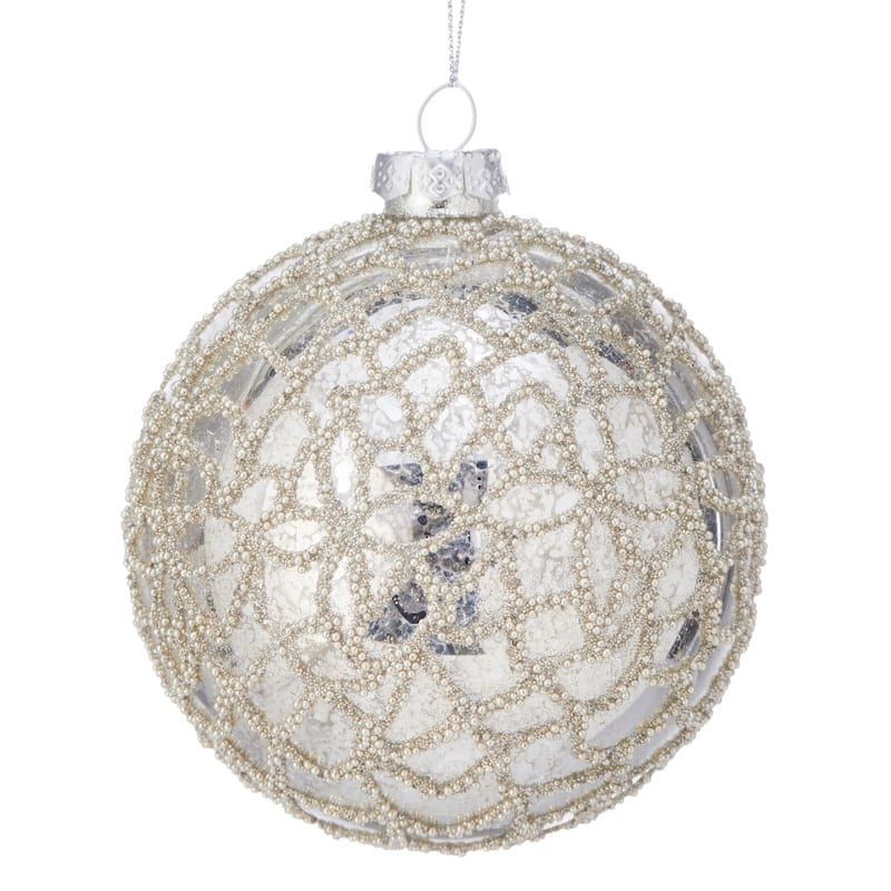 4" Glass Mercury Crystal Ball Ornament Set of 6