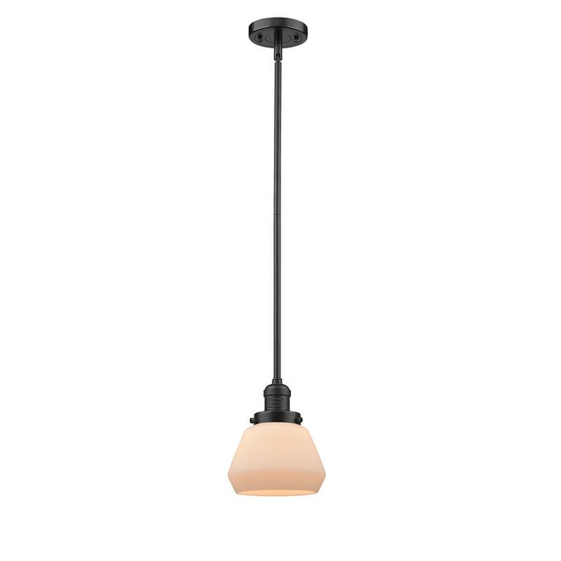 Innovations Lighting Fulton Single Light 7" Wide Mini Pendant with - Oiled Rubbed Bronze / Matte White Cased