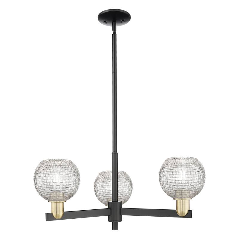 Innovations Lighting Endless Possibilities Arcadia - Athens - 3 Light 28" Basketweave Stem Hung Chandelier - Black Antique Brass