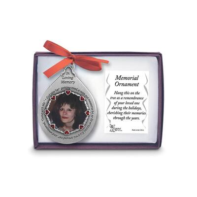 Curata In Loving Memory Pewter Teardrop For Her Memorial Poem 1.5 Inch Photo Ornament