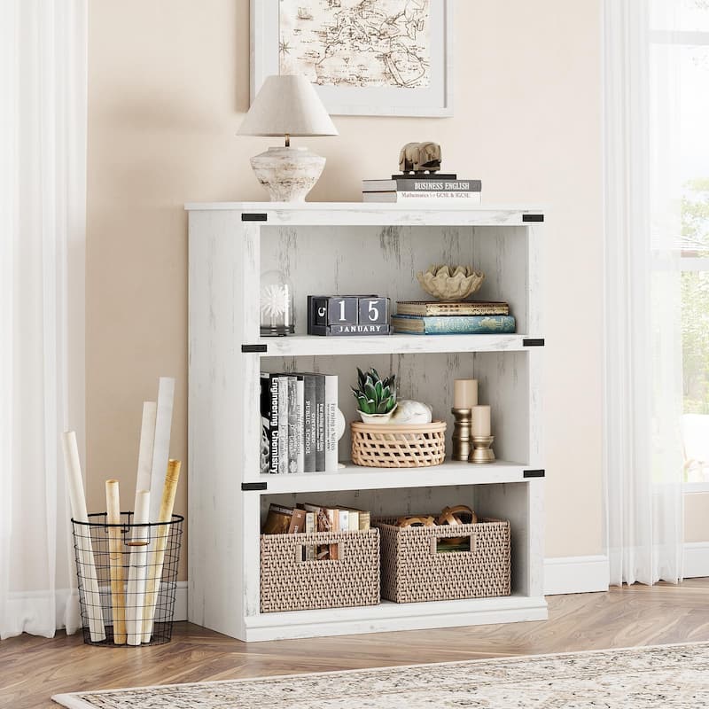 3 Tier Bookcase, Freestanding Wooden Bookshelf Storage Organizer Display Shelf