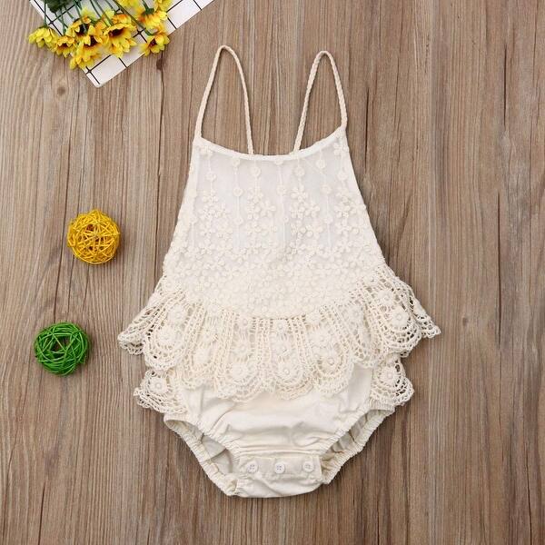 Shop Newborn Infant Baby Girl Clothes Lace Halter Off White Size