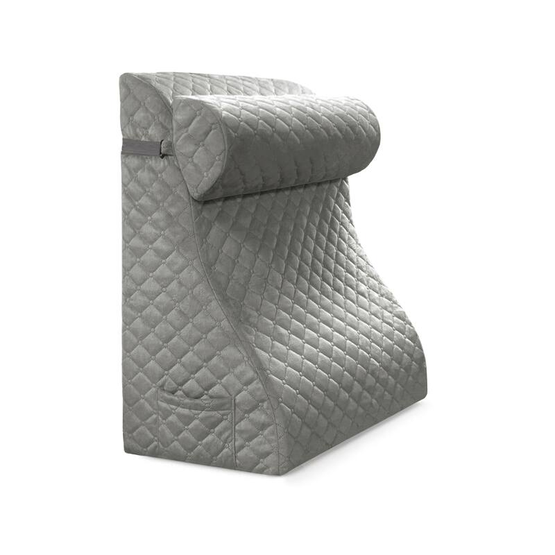 WOWMAX Bed Foam Wedge Reading Pillow Back Support with Adjustable Half Moon Neck Roll