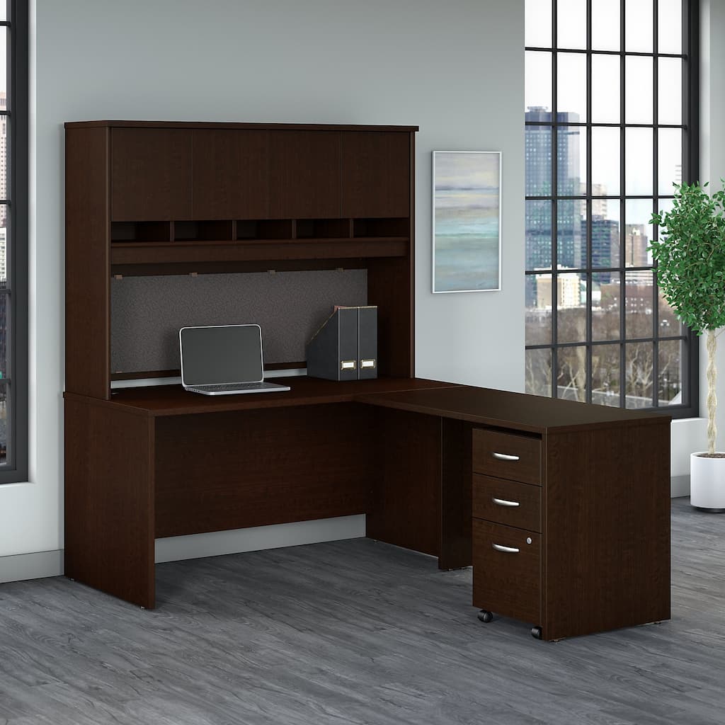 Series C 60W L Desk with Hutch and Drawers by Bush Business Furniture