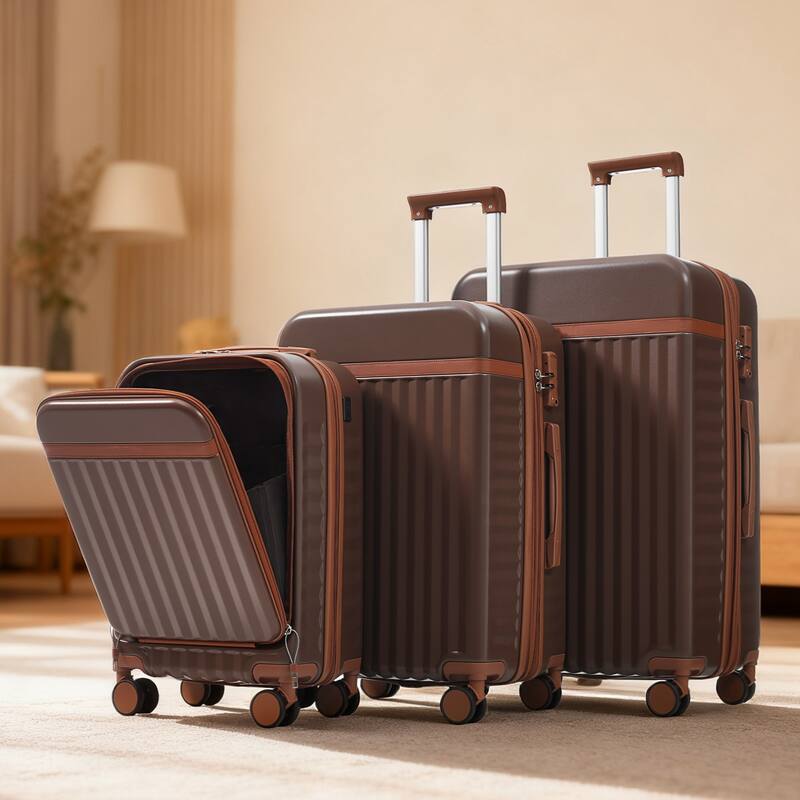 Luggage Set of 3, 20inch with USB Port, front opening design Airline Certified Carry on Luggage, ABS Hard Shell Luggage