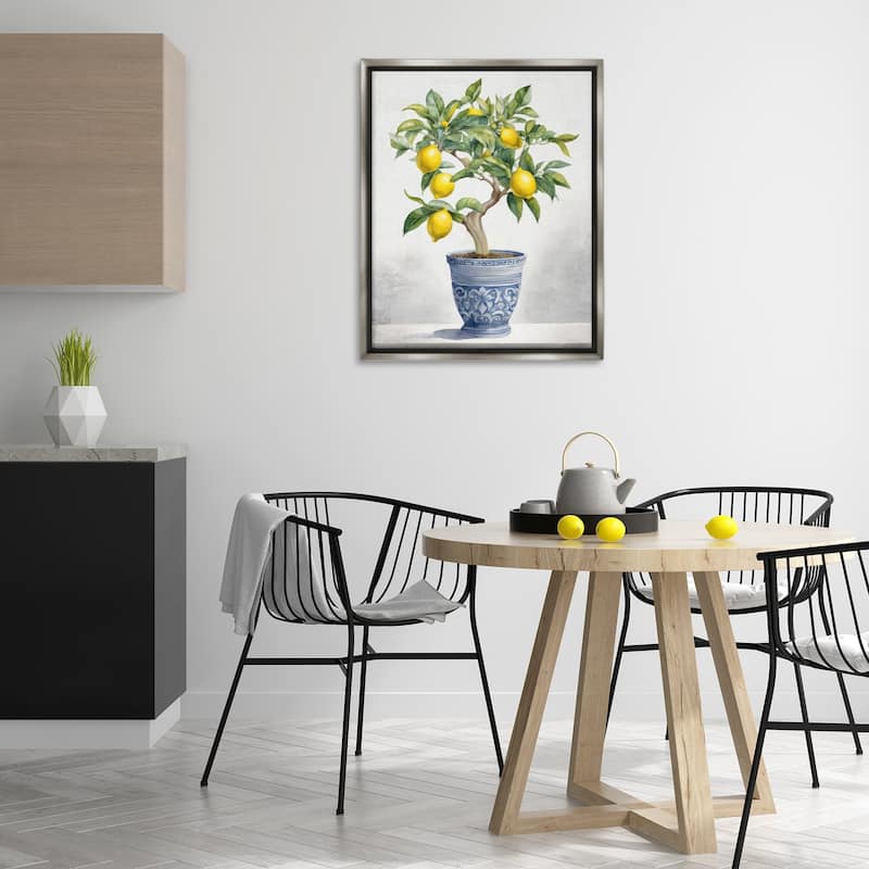 Stupell Traditional Potted Lemon Tree Framed Floater Canvas Wall Art Design By Kim Allen