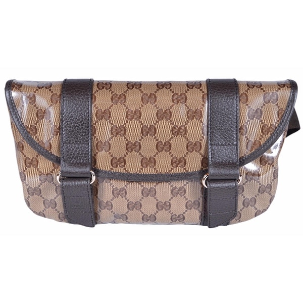 Shop Gucci 374617 Crystal Line Canvas GG Guccissima Fanny Pack Waist Sling Bag - Free Shipping ...