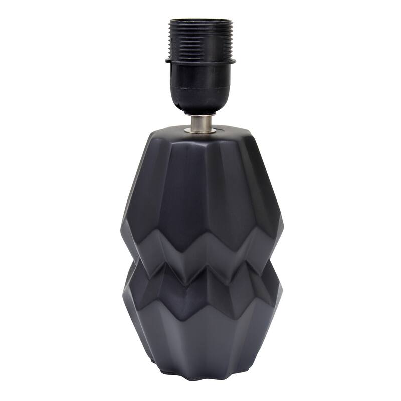 Geometric Ceramic Table Lamp with White Drum Shade - 19.5" - Black