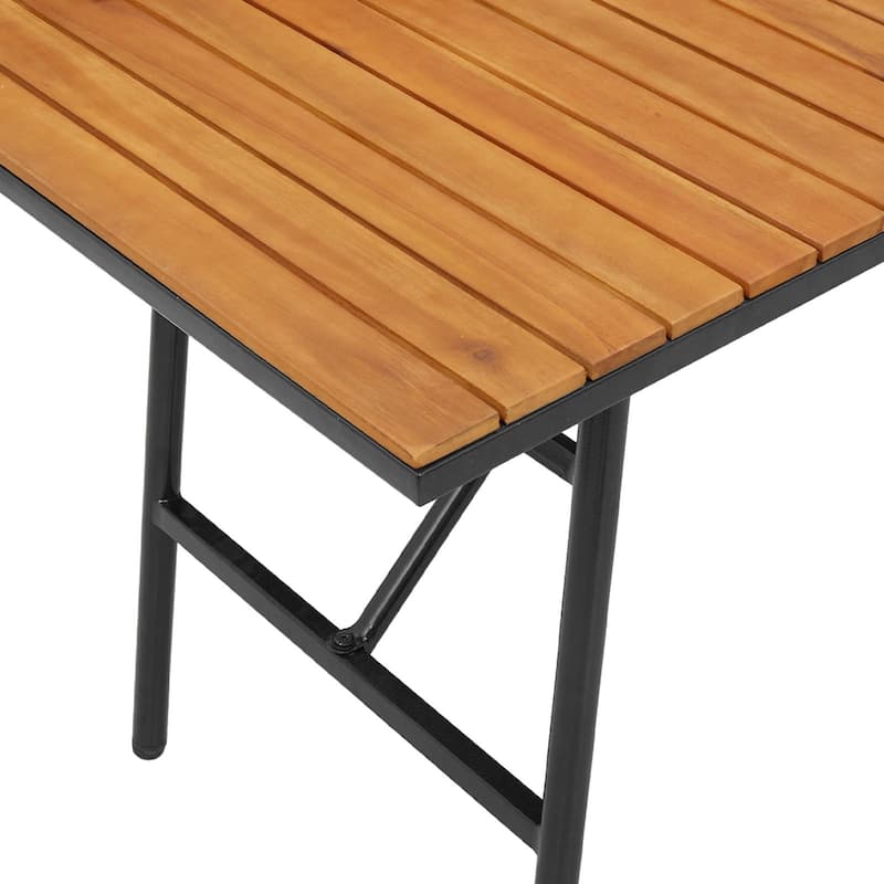 vidaXL Dining Table - Black, 43.3x21.7x24.4 in, Made from Solid Acacia Wood - 43.3 x 21.7 x 24.4 in