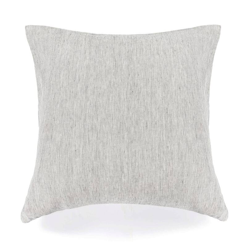 French Linen Pillow with Removable Sham by BOKSER HOME - 26" x 26" - Shadow Pinstripe